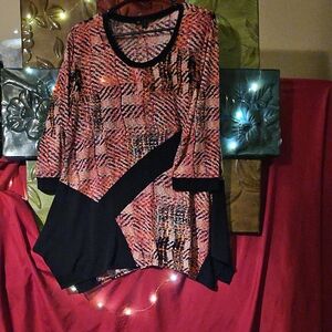 EUC N Touch Women's Multicolor Plaid Blouse With 3/4 Length Sleeves